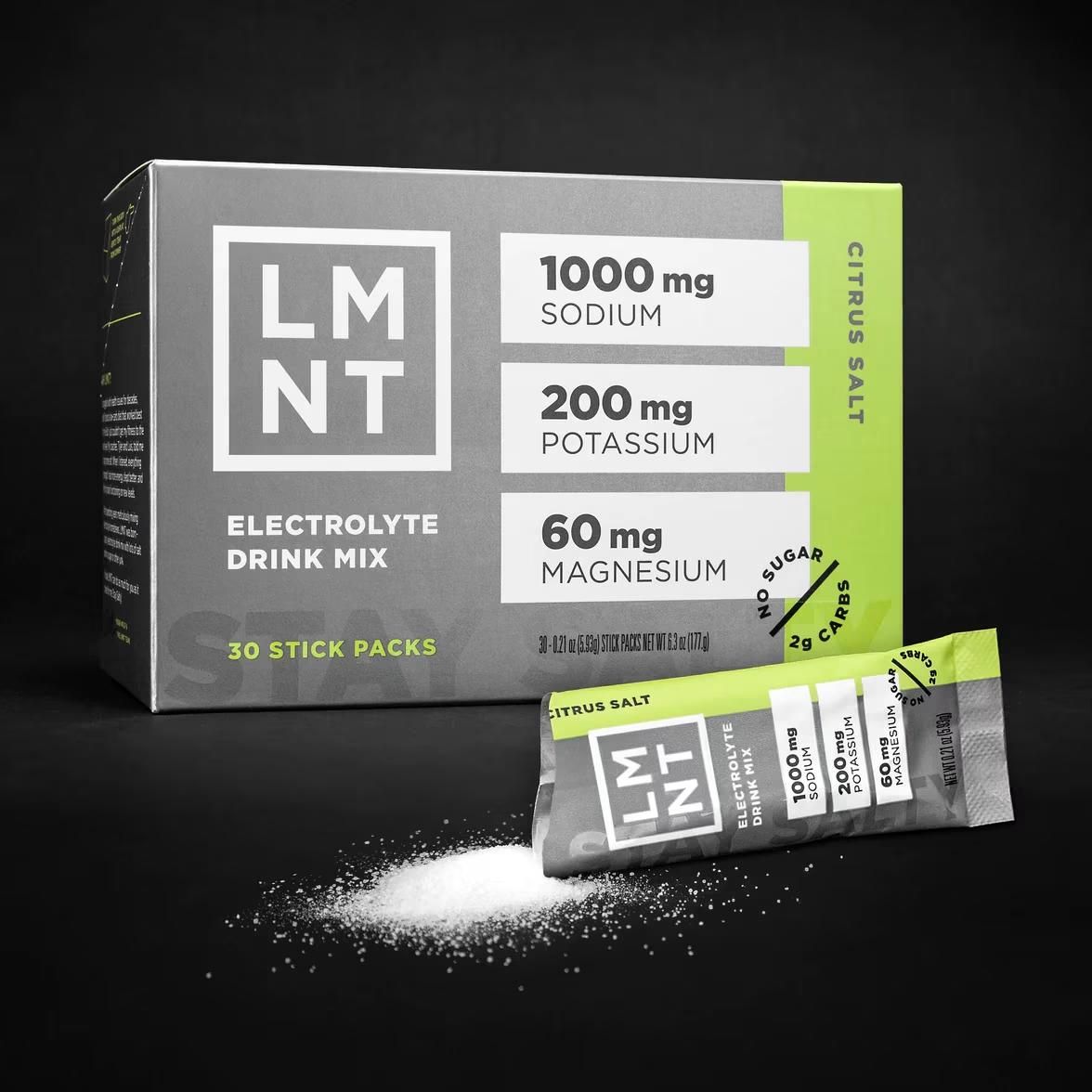 LMNT Electrolyte Drink Mix in Citrus Salt flavor with sodium, potassium, and magnesium