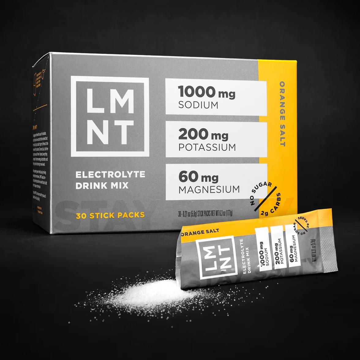 LMNT Electrolyte Drink Mix in Orange Salt flavor with sodium, potassium, and magnesium